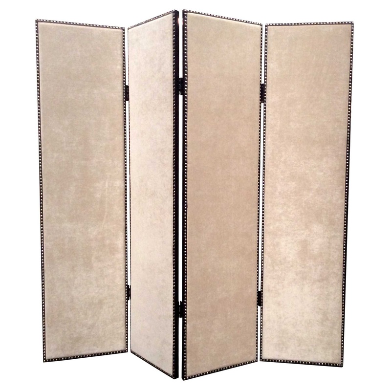 Beige Wood & Fabric Chateau Screen By Homeroots