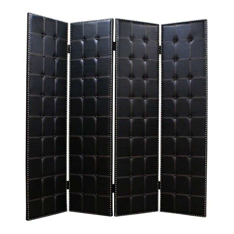 Black Faux leather Screen By Homeroots - 274734