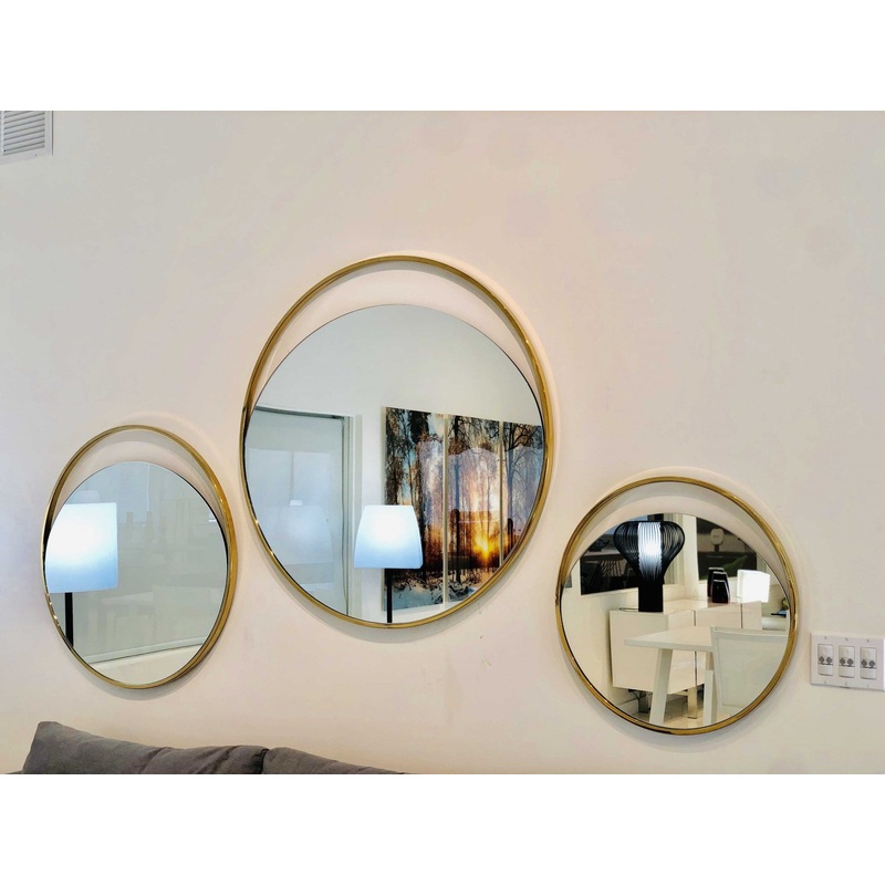 Black Polished Gold Glass Small Round Mirror By Homeroots