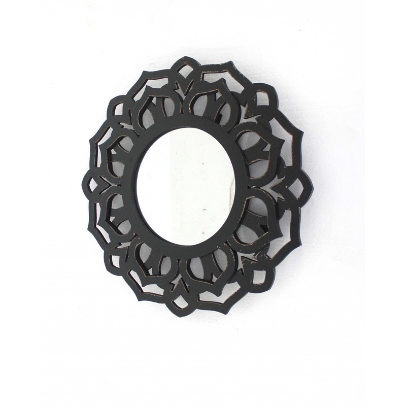 Black Traditional Lotus - Wall Mirror By Homeroots