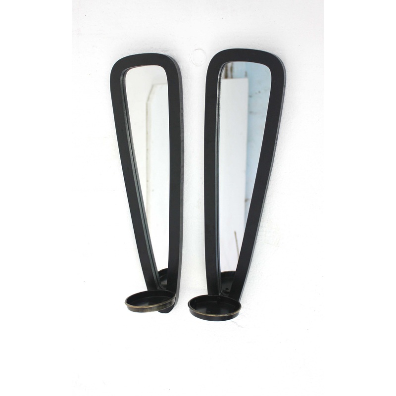 Black Wooden - Candle Holder Sconce Set By Homeroots