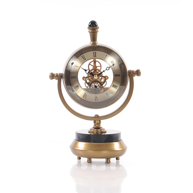 Brass Table Clock By Homeroots