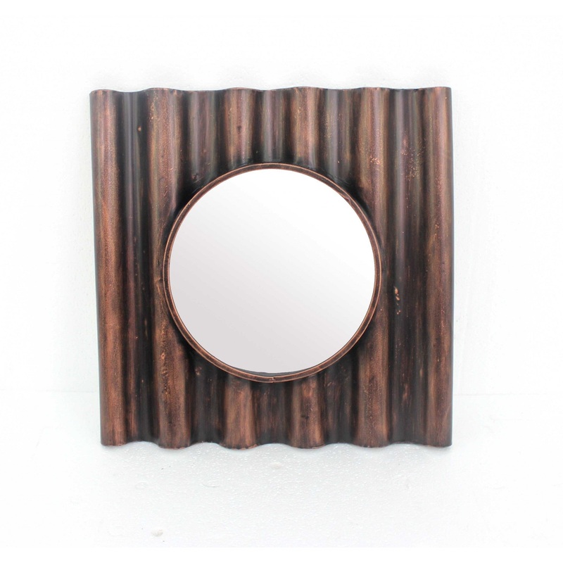 Bronze Panpipe-Like Wooden Cosmetic - Mirror By Homeroots