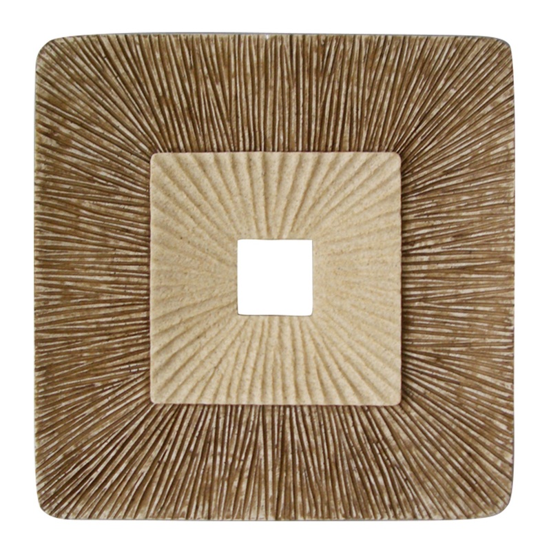Brown Concave Square Double Layer Ribbed Wall Plaque Set of 2 By Homeroots