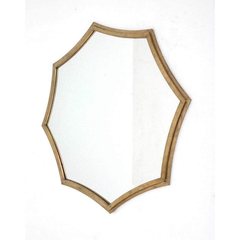 Gold Curved Hexagon Frame Cosmetic Mirror By Homeroots