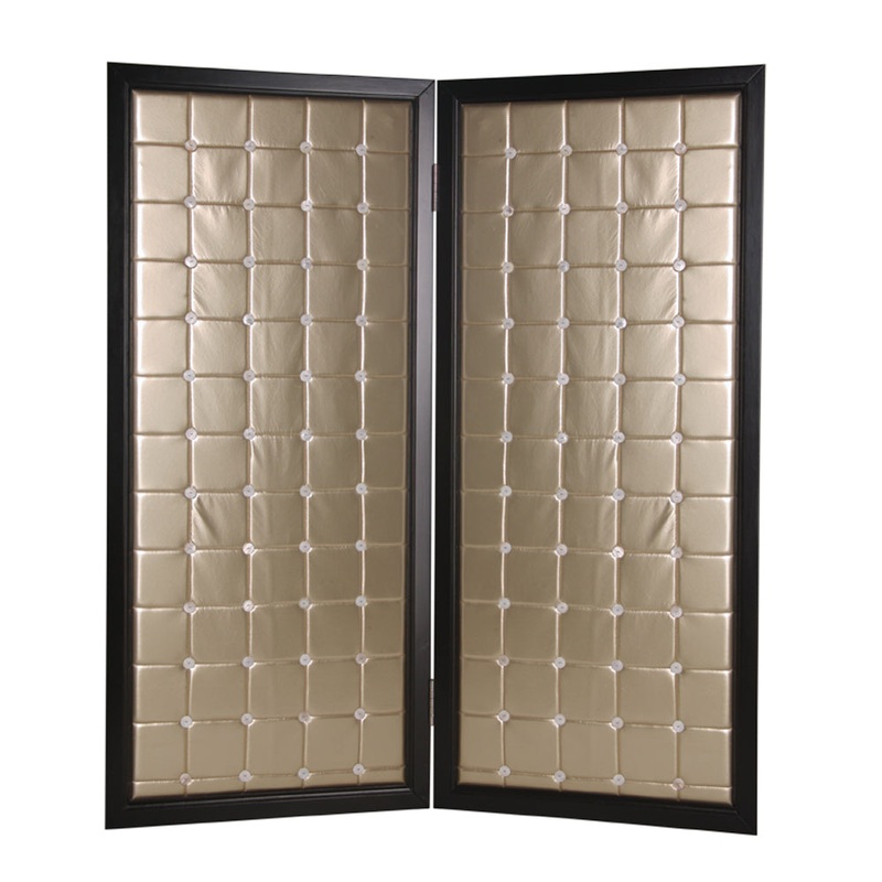 Gold Wood & Fabric Screen By Homeroots - 277096