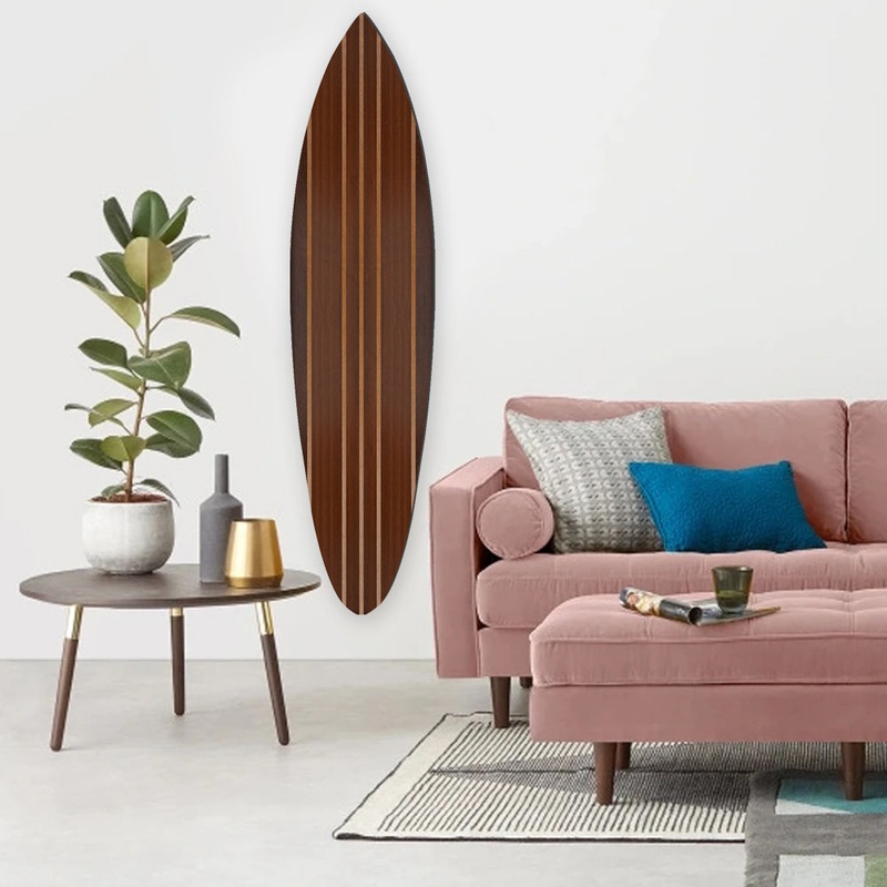 Multi Tonal Brown Stripe Surfboard Wall Art By Homeroots
