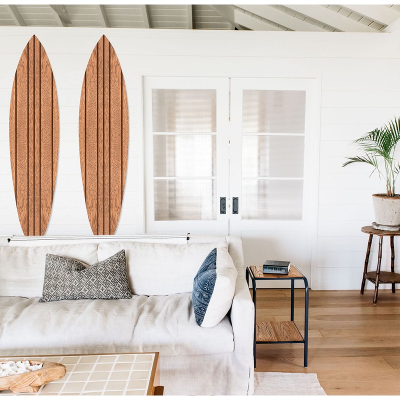 Natural Brown Thin Stripe Surfboard Wall Art By Homeroots