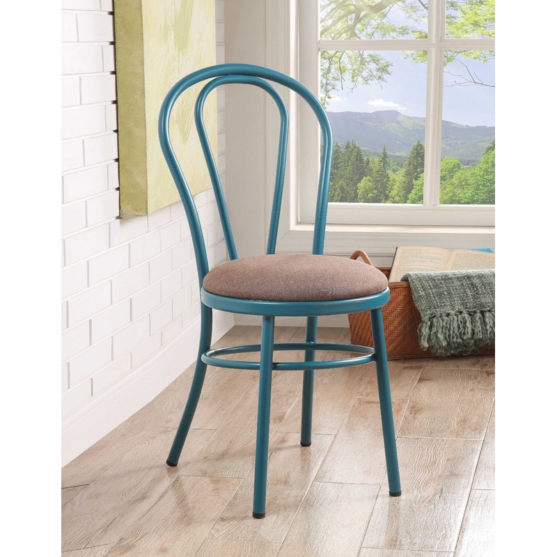 Set of 2 Restaurant Style Arch Back Teal and Taupe Dining Chairs By Homeroots