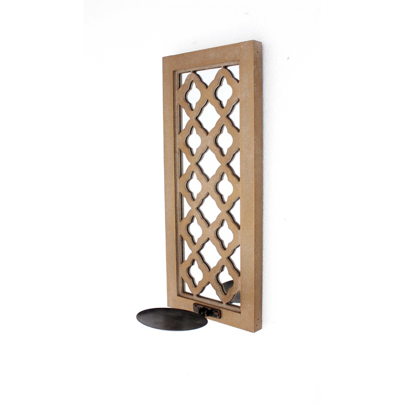 Tan Wooden Cross - Candle Holder Sconce By Homeroots