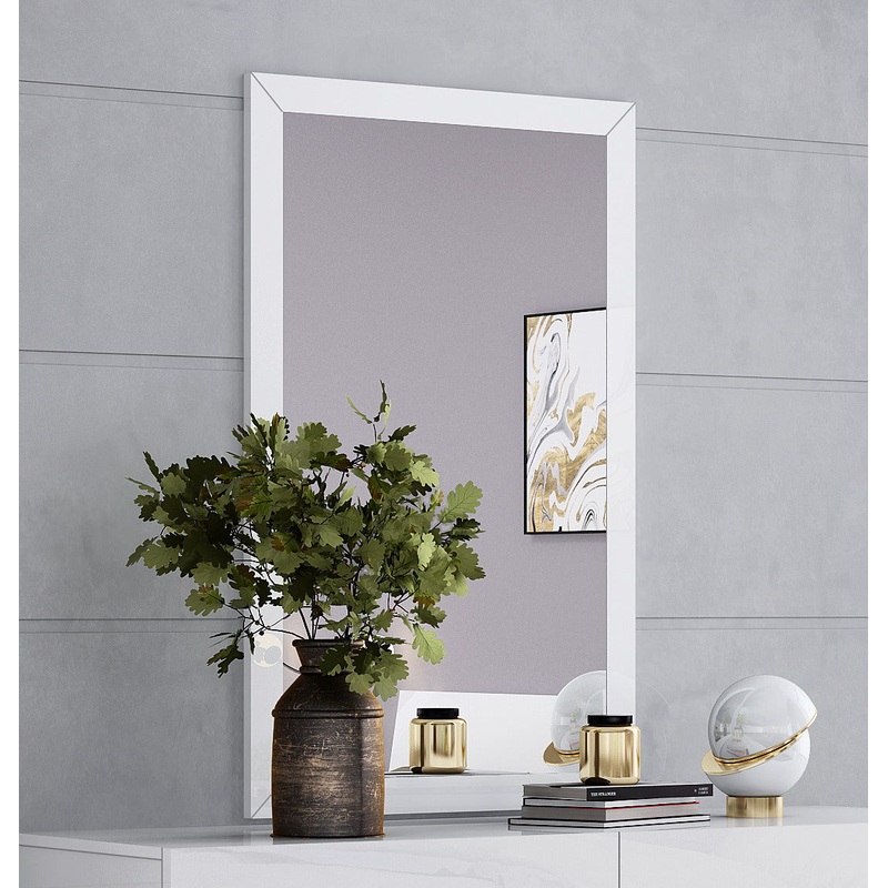 White Glass Mirror By Homeroots