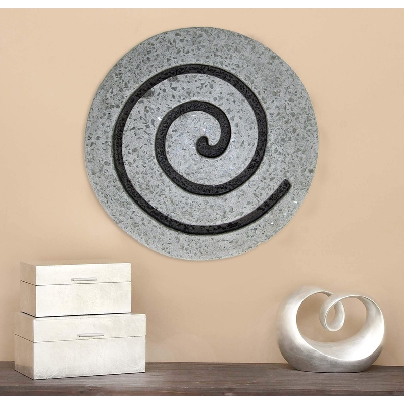 19" Gray Round Modern Spiral Wall Art By Homeroots