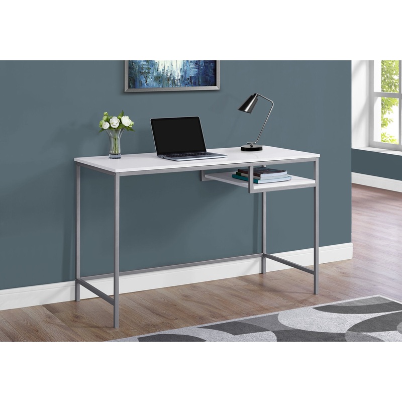 30" White MDF and White Metal Computer Desk By Homeroots