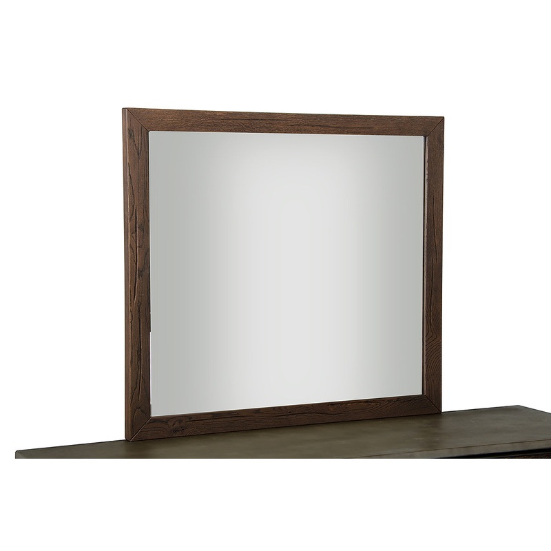 35" Dark Aged Oak Wood and Glass Mirror By Homeroots
