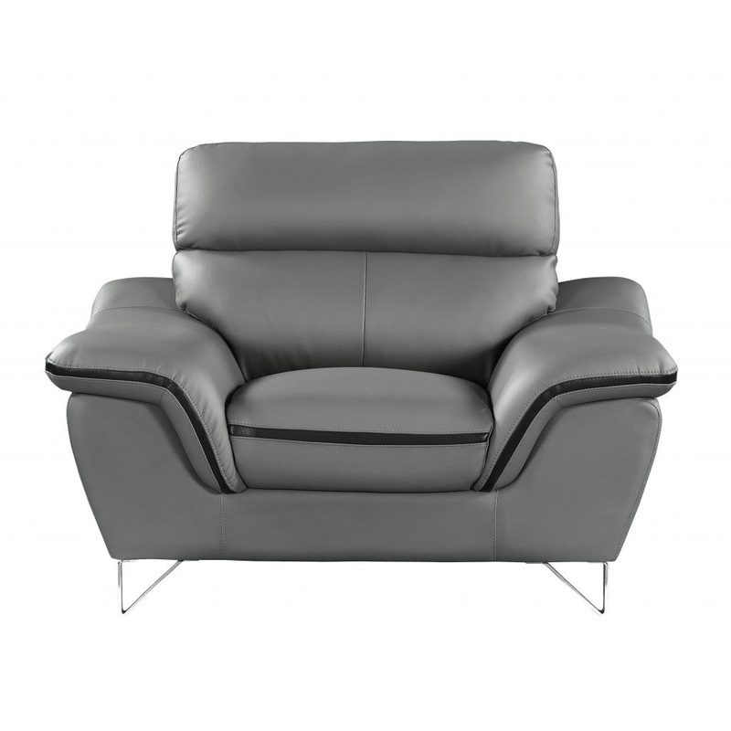 36" Gray Contemporary Leather Chair By Homeroots
