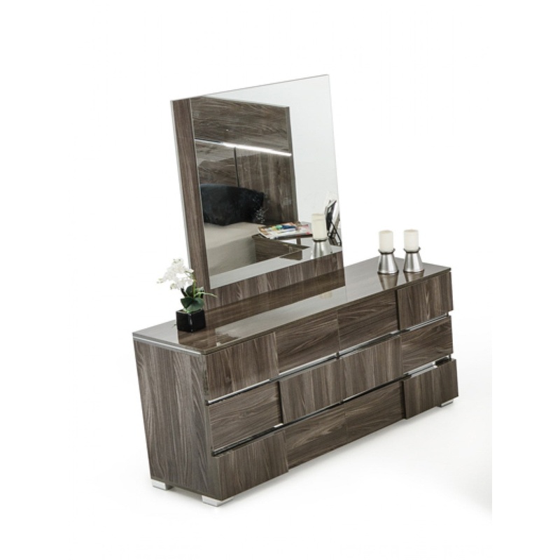 39" Grey MDF Veneer and Glass Mirror By Homeroots