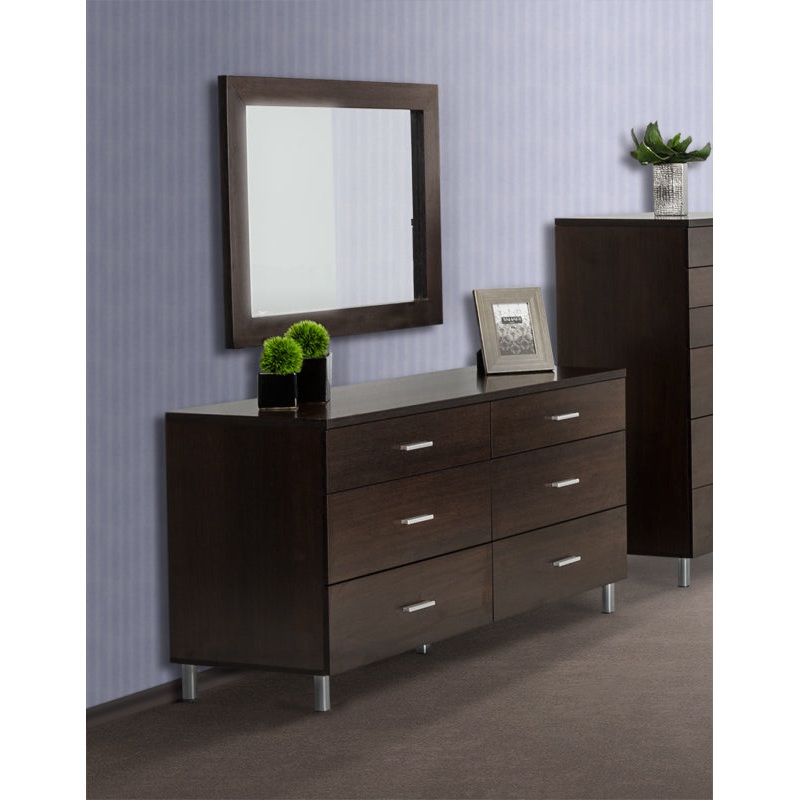 39" Wenge MDF and Glass Mirror By Homeroots
