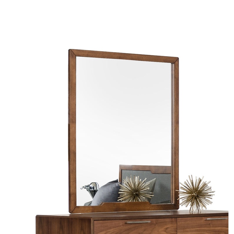 40" Walnut MDF Veneer and Glass Mirror By Homeroots