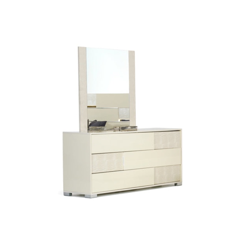 41" Beige MDF and Glass Mirror By Homeroots