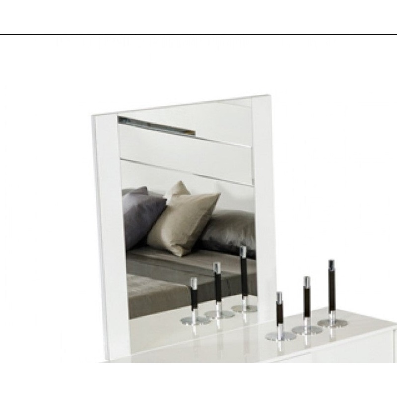 41" White MDF and Glass Mirror By Homeroots