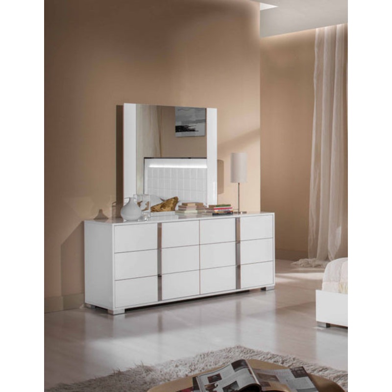 41" White MDF Glass and Veneer Mirror By Homeroots