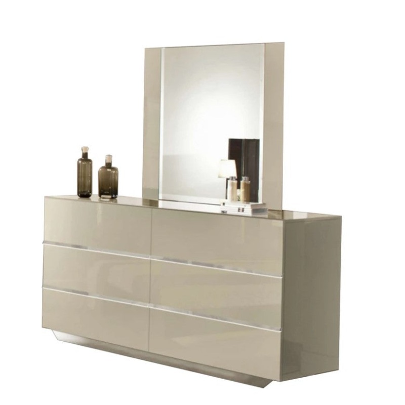 45" Beige MDF Glass and Veneer Mirror By Homeroots