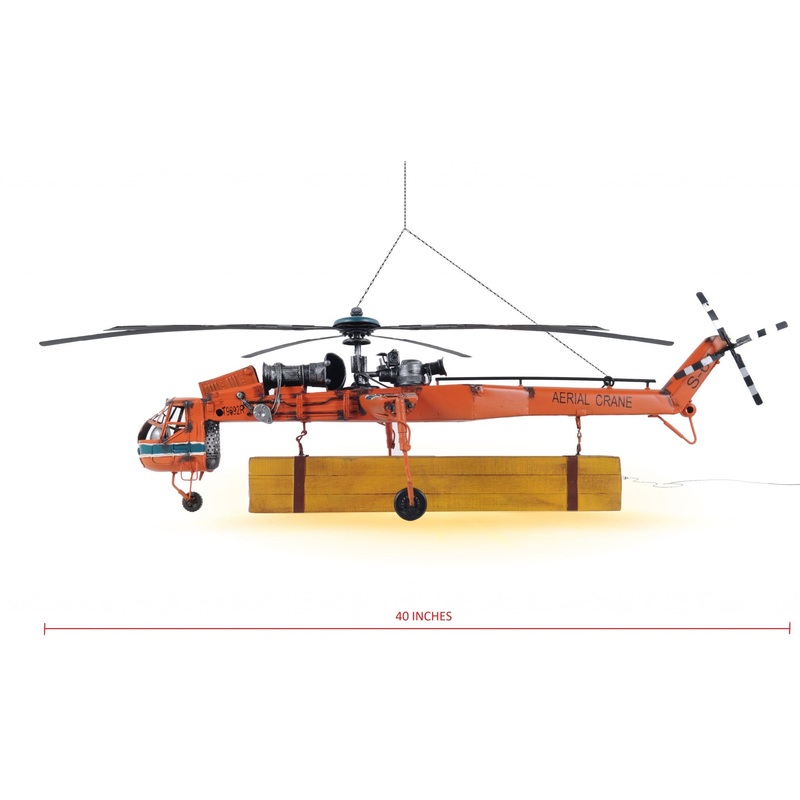 Aerial Crane Lifting Helicopter LED Sculpture By Homeroots
