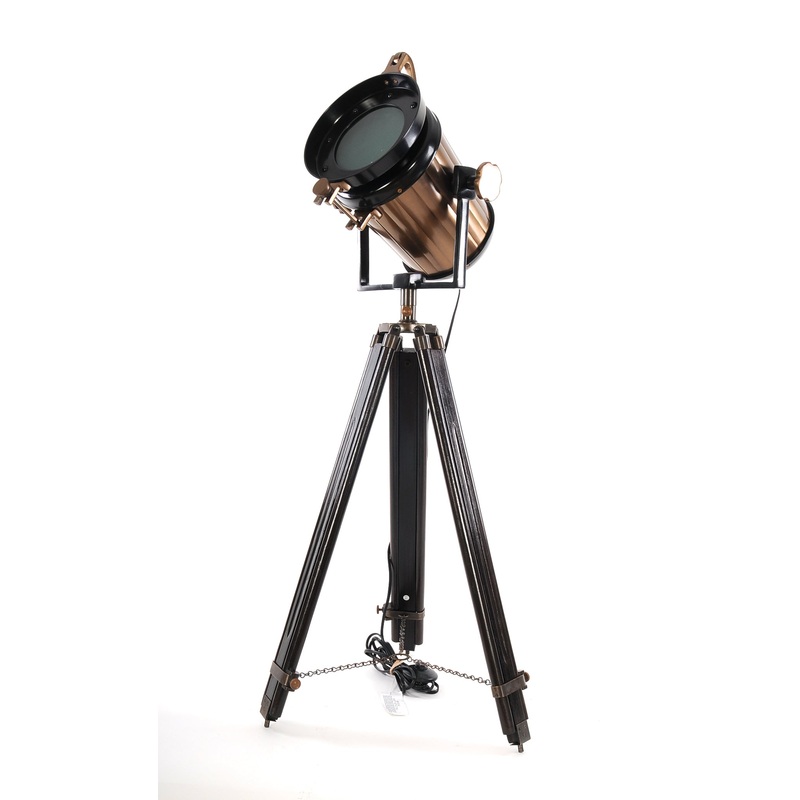 Alum Steel Spot Light Wood Stand Textured Glass By Homeroots