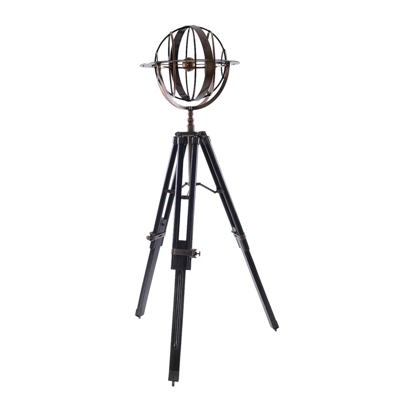 Brass Armillary With Wood Stand By Homeroots