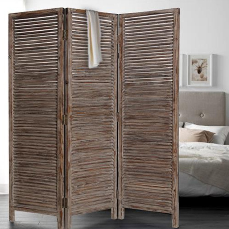 Brown 3 Panel Solid Wood Fortress Screen By Homeroots - 274908
