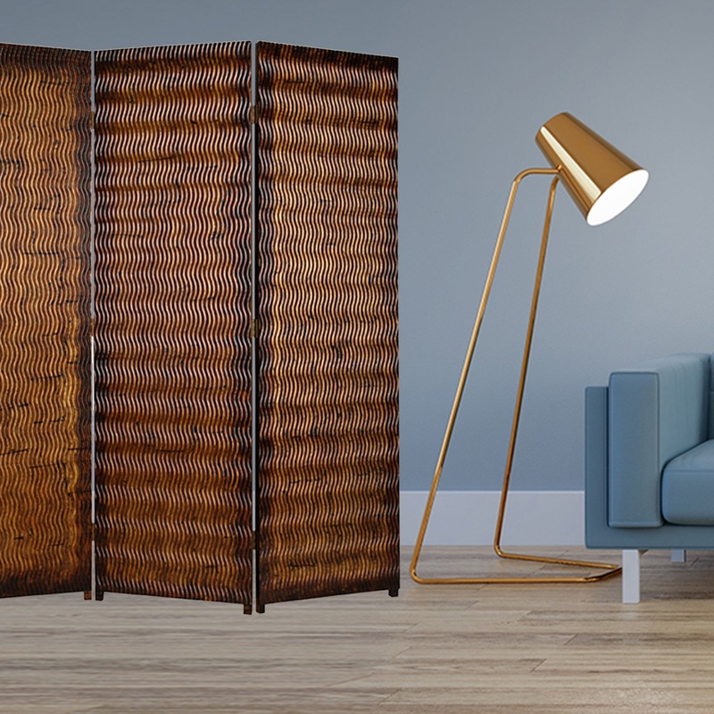 Brown Wood 3 Panel Screen By Homeroots - 274906