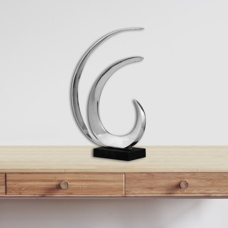 Buffed and Black Wave Sculpture By Homeroots