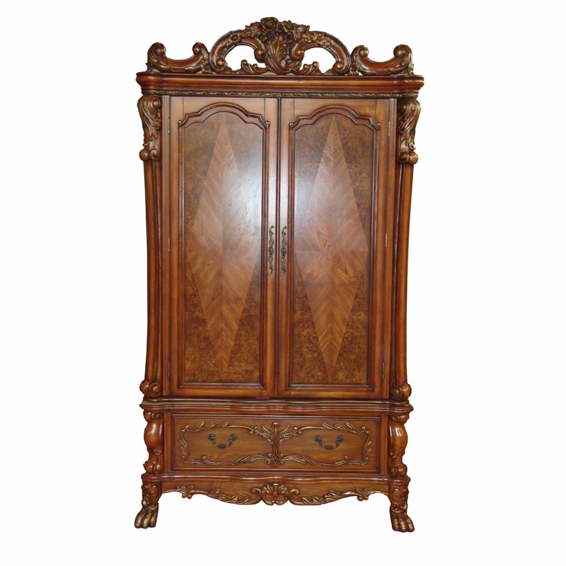Cherry Oak Wood Poly Resin TV Armoire By Homeroots