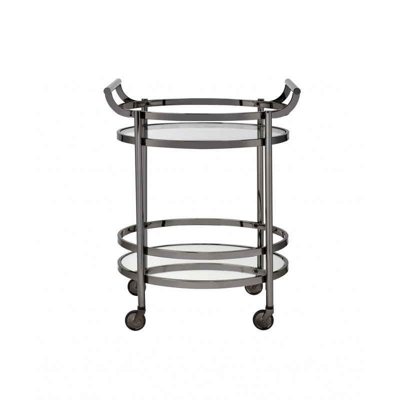 Clear Glass And Black Nickel Serving Cart By Homeroots