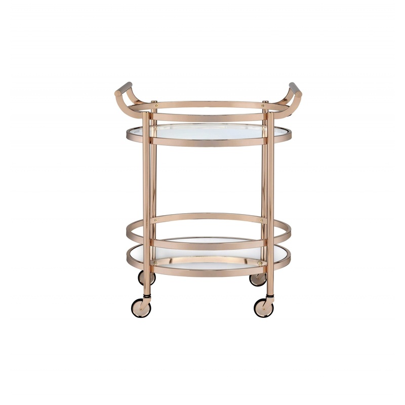 Clear Glass And Rose Gold Serving Cart By Homeroots