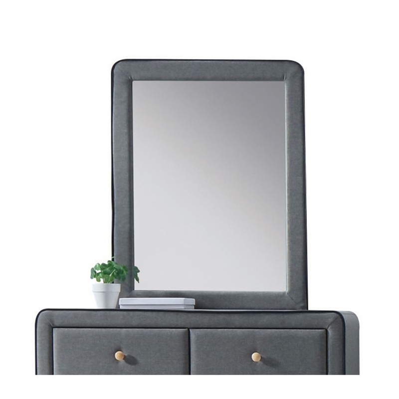Light Gray Upholstered Vanity Mirror By Homeroots