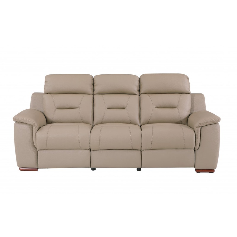 Modern Beige Leather Reclining Sofa By Homeroots