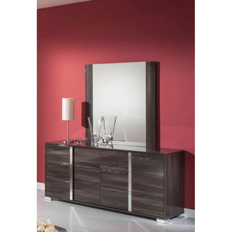 Modern Gray Glossy Wall Mirror By Homeroots