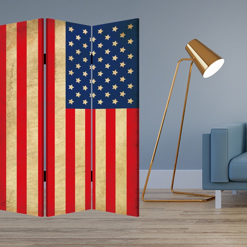 Multi Color Wood Canvas American Flag Screen By Homeroots - 277085