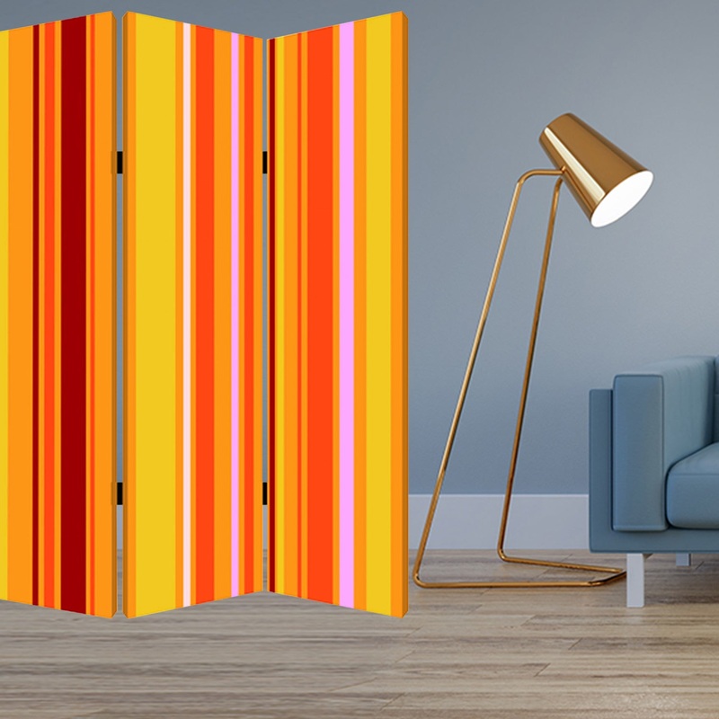 Multi Color Wood Canvas Deep Saffron Screen By Homeroots