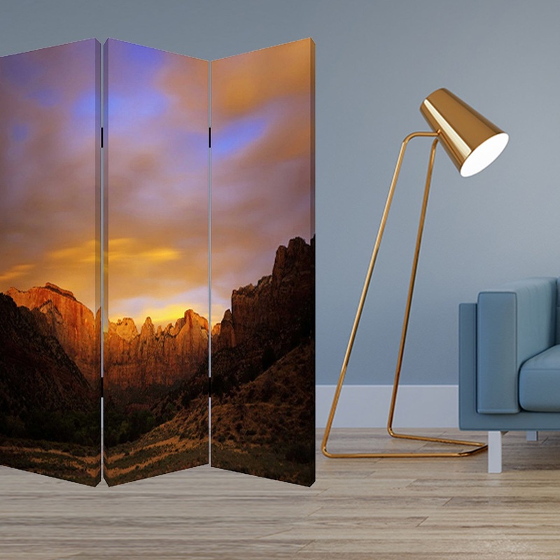 Multi Color Wood Canvas Desert Screen By Homeroots
