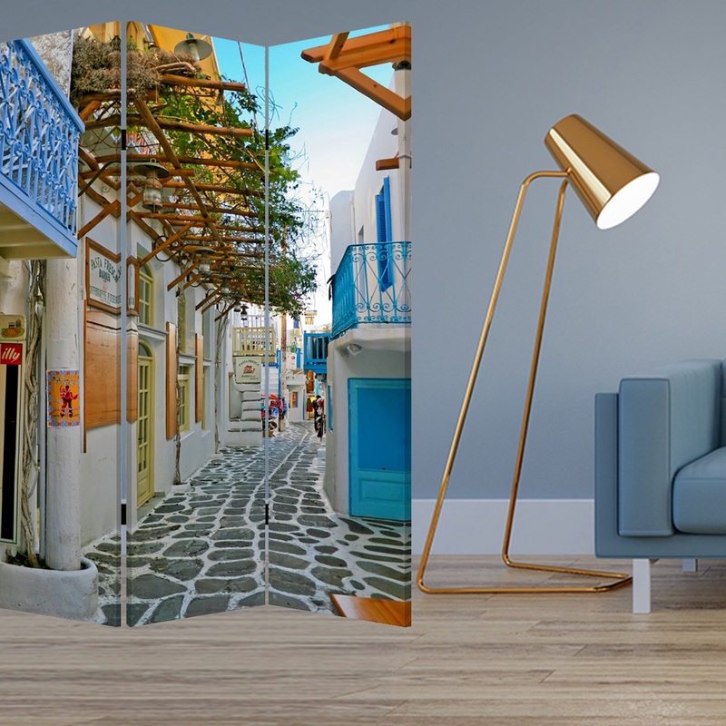 Multi Color Wood Canvas Greece Screen By Homeroots