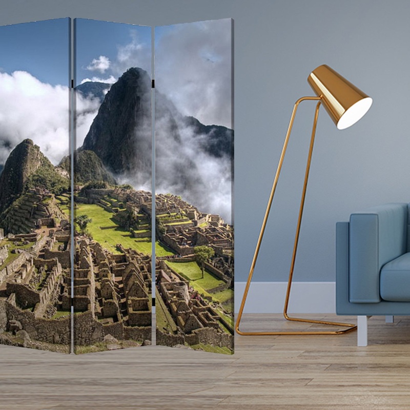 Multi Color Wood Canvas Machu Picchu Screen By Homeroots