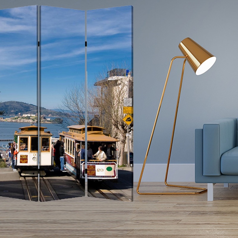 Multi Color Wood Canvas San Francisco Screen By Homeroots