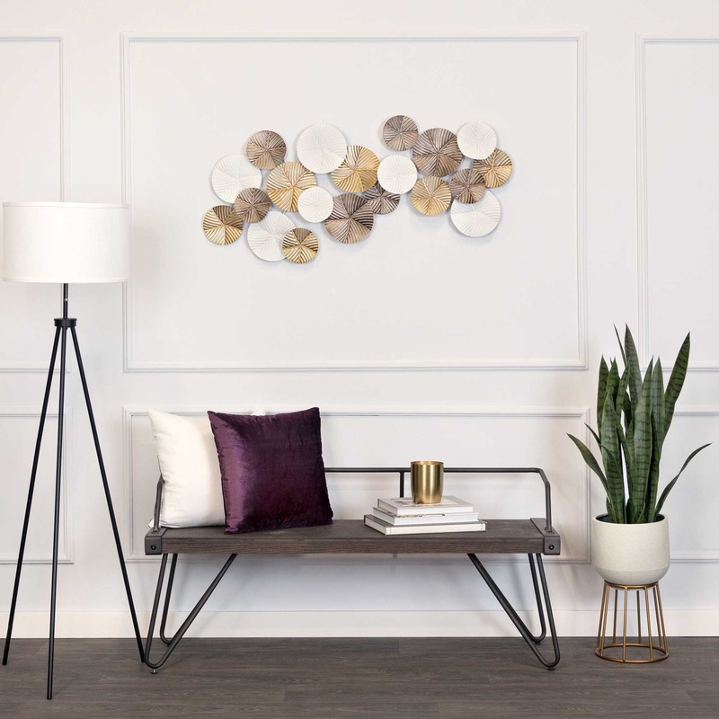 Tri Color Modern Circles Metal Wall Decor By Homeroots