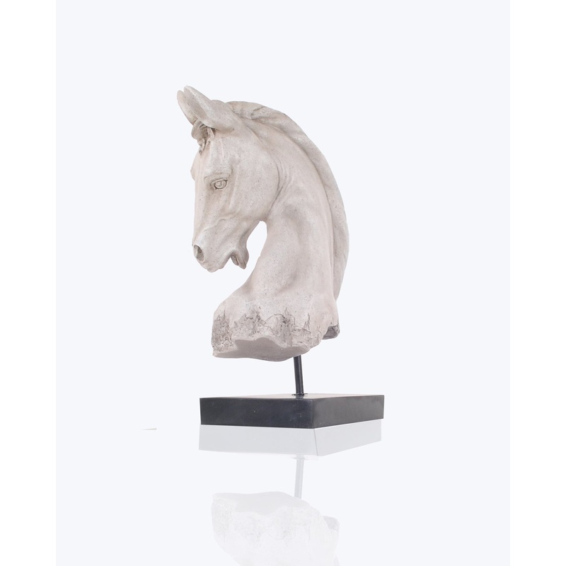 Vintage Look Off White Horse Head Statue By Homeroots