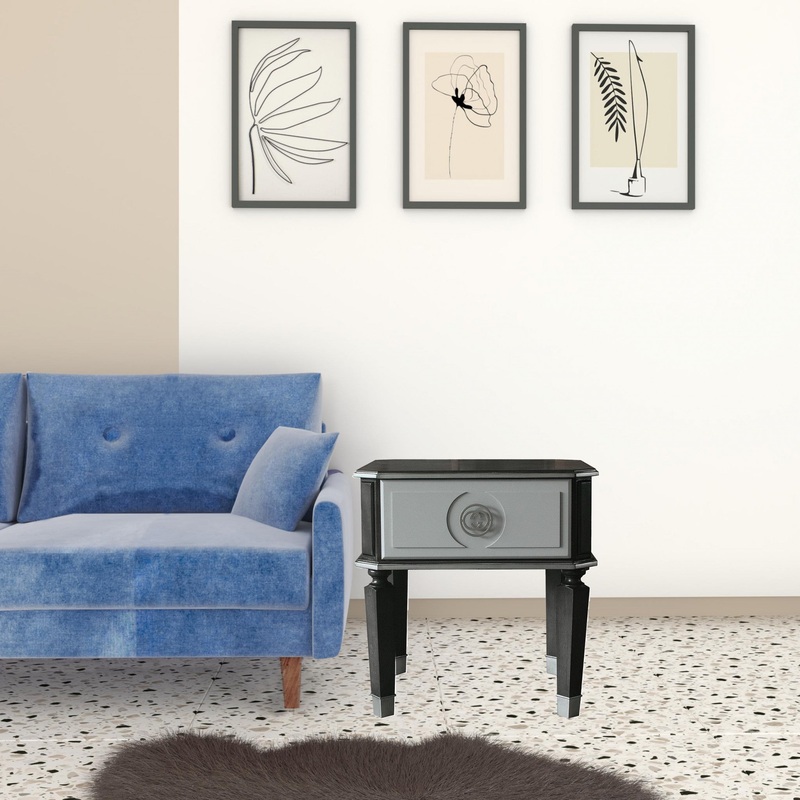 24" Charcoal And Light Gray Manufactured Wood Square End Table By Homeroots
