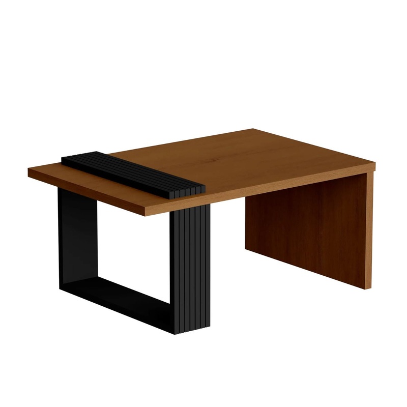 32" Brown And Black Manufactured Wood Rectangular Coffee Table By Homeroots