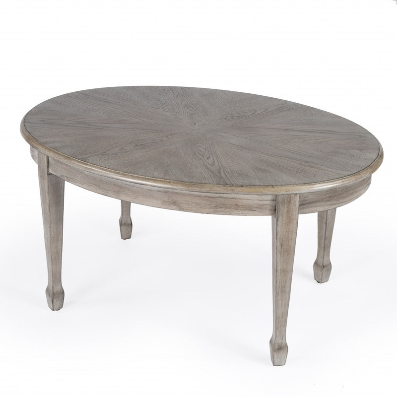 38" DriftWood Solid And Manufactured Wood Oval Distressed Coffee Table By Homeroots