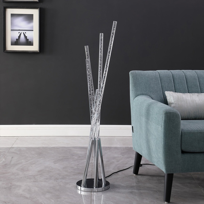 49" Chrome Five Light LED Tubular Contemporary Floor Lamp By Homeroots